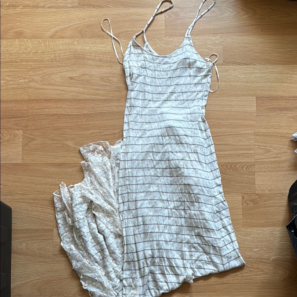 Free People cream with Stripes maxi tight dress small